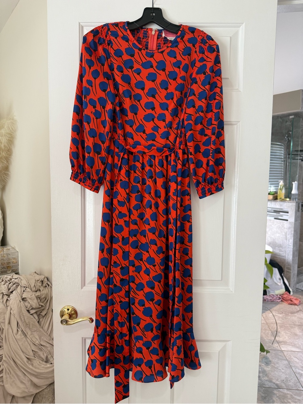 kate spade Red and Blue Floral Midi Dress